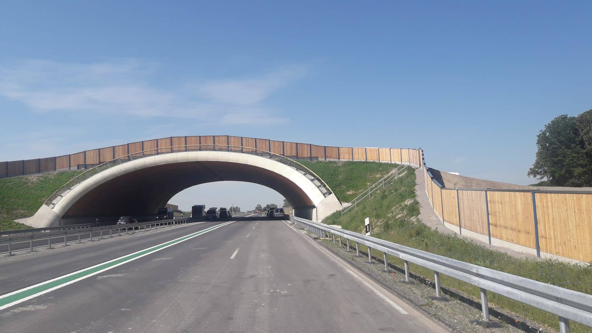 Lärmschutzwand auf Brücke, Holz, Schleswig-Holstein