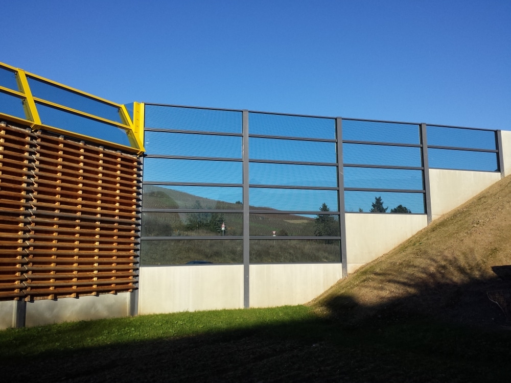 Lärmschutzwand, Holz + Beton + Acryl/Glas, Rheinland-Pfalz